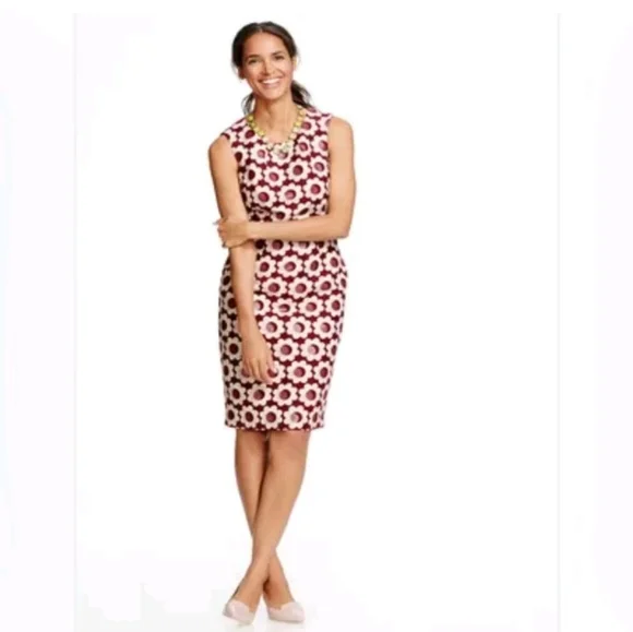 NWT Boden Harriet Daisy Jacquard Sheath Dress Size 8P (Med Petite) Cream/Mauve - Picture 1 of 13